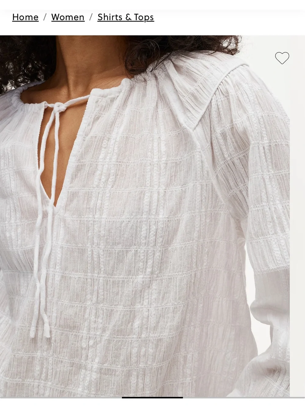 J. Crew White Lightweight Tie Front Popover Top in Seersucker